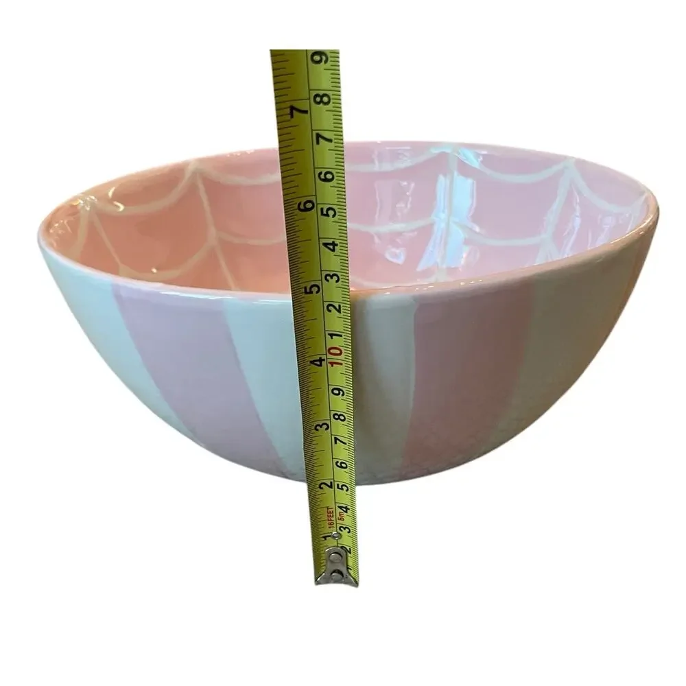 Pink & White Striped Spider Web Candy Bowl 10